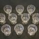 10 old port wine glasses in engraved art deco chiseled crystal