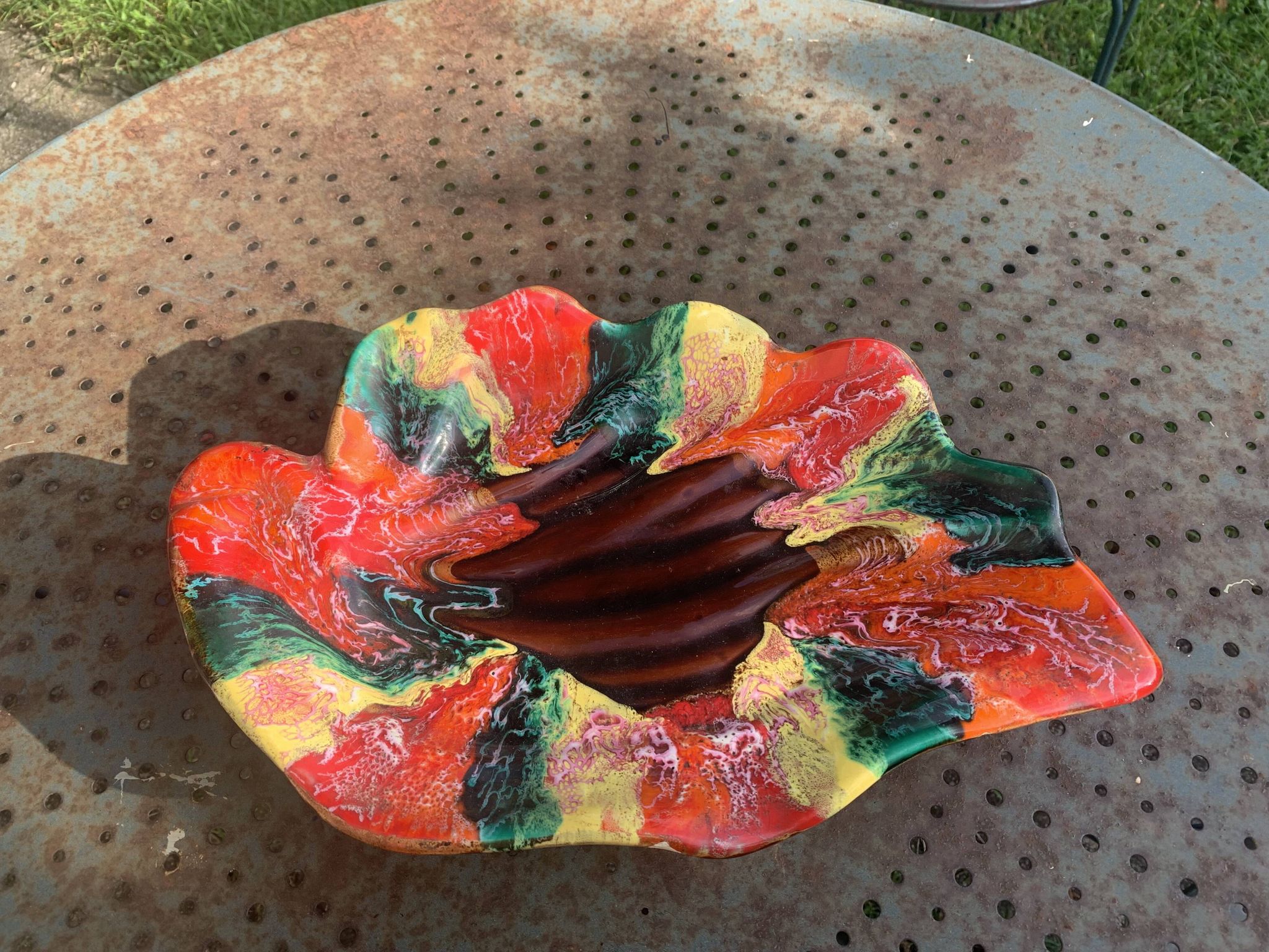 Fruit bowl in glazed ceramic stamped Vallauris, vintage 1960