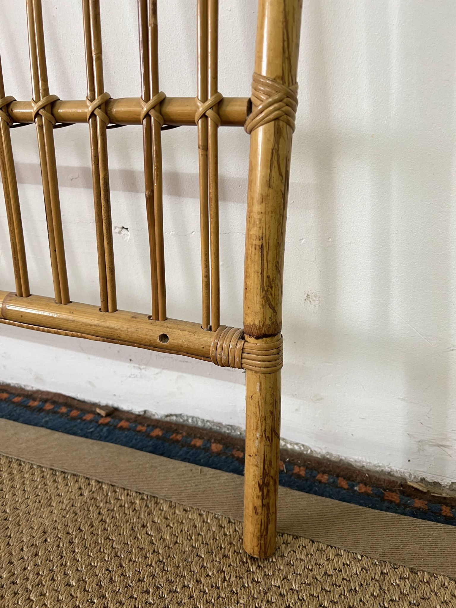 Vintage bamboo and rattan headboard