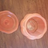 Candy box or glass sugar bowl in orange pumpkin shape