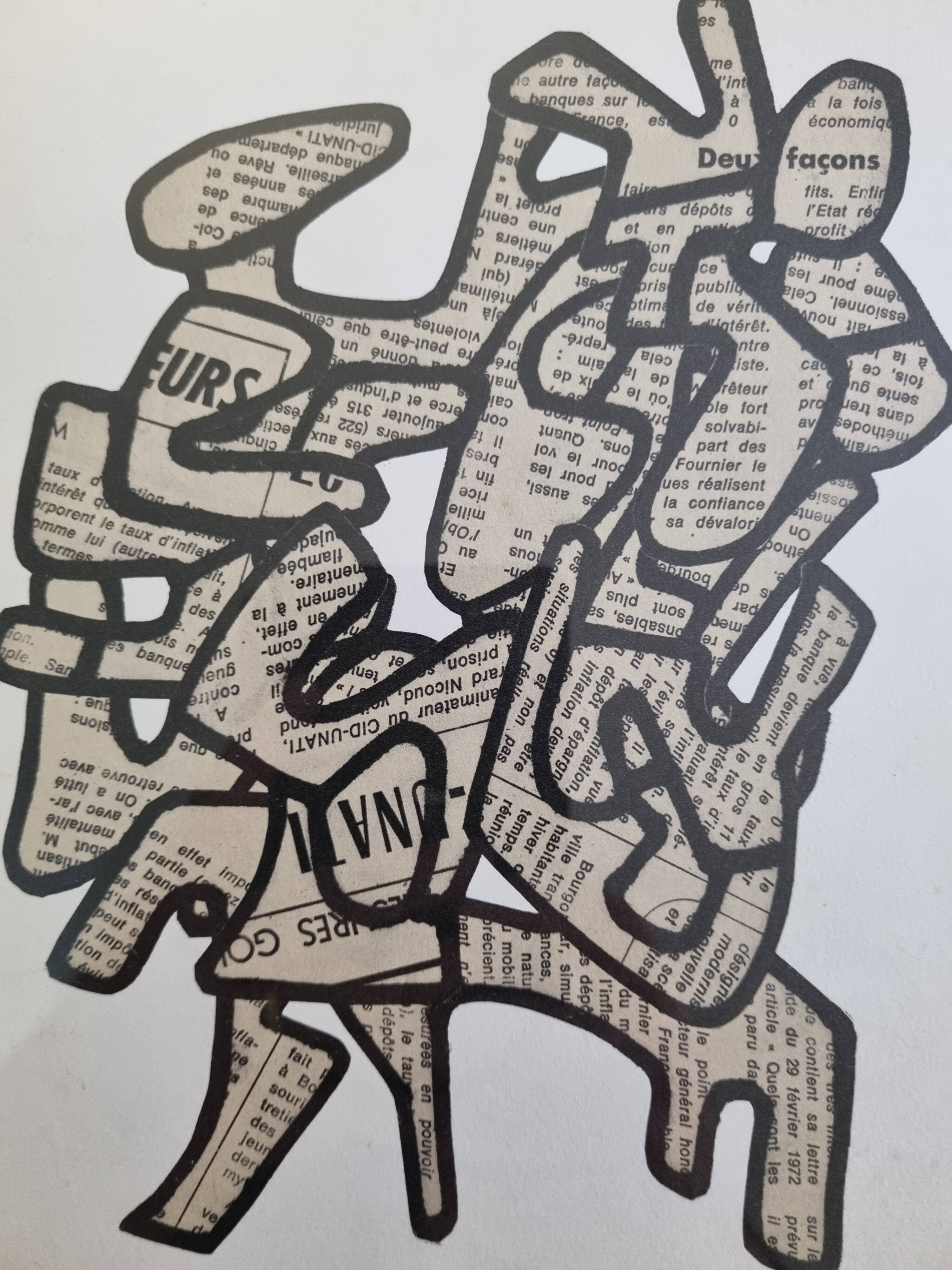 Screenprint after Jean Dubuffet framed under glass 28 cm by 30 cm