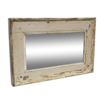 Miroir bois vieux teck patine blanc casse 54x3x36cm