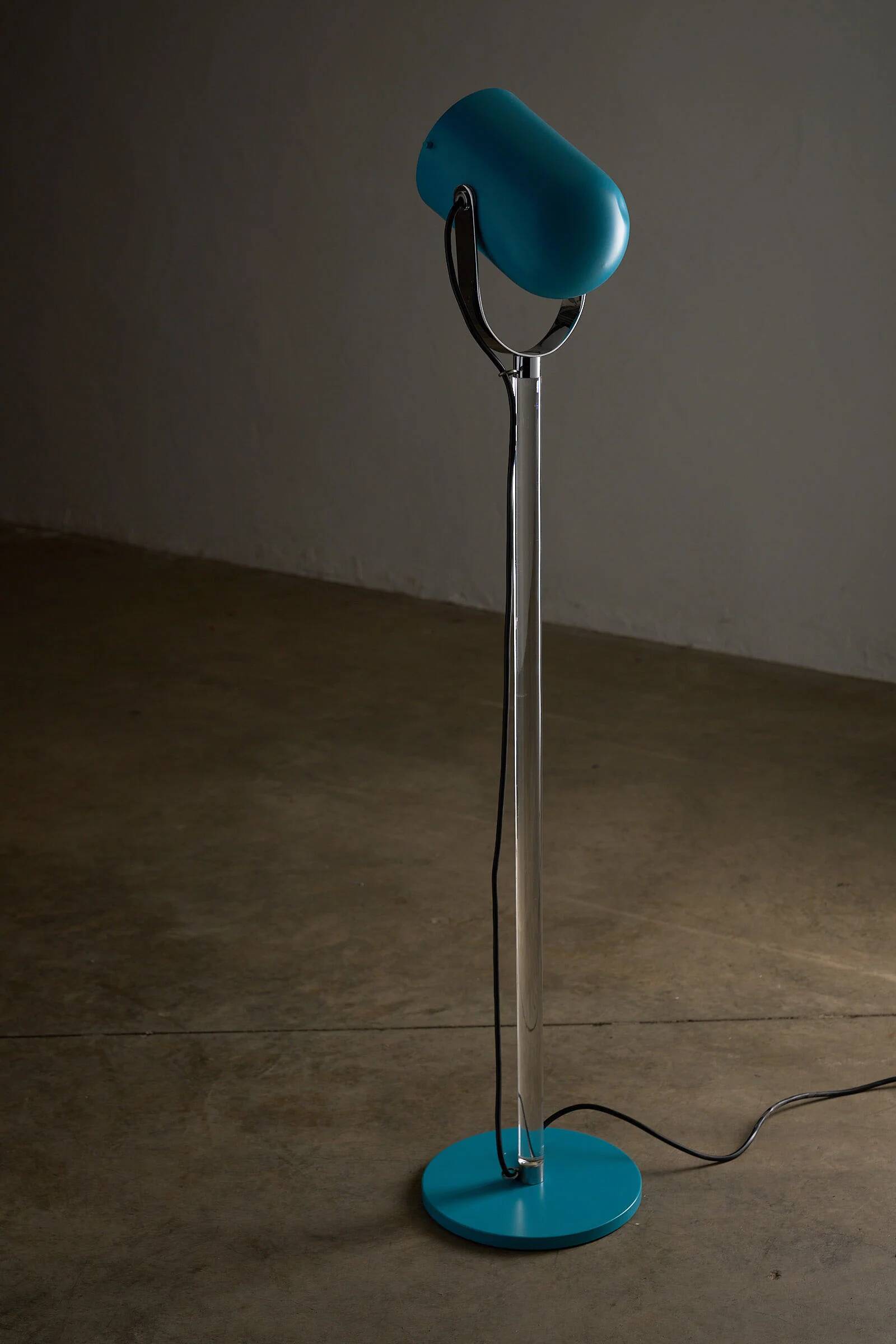 Turquoise floor lamp with plexi stem by Cosack
