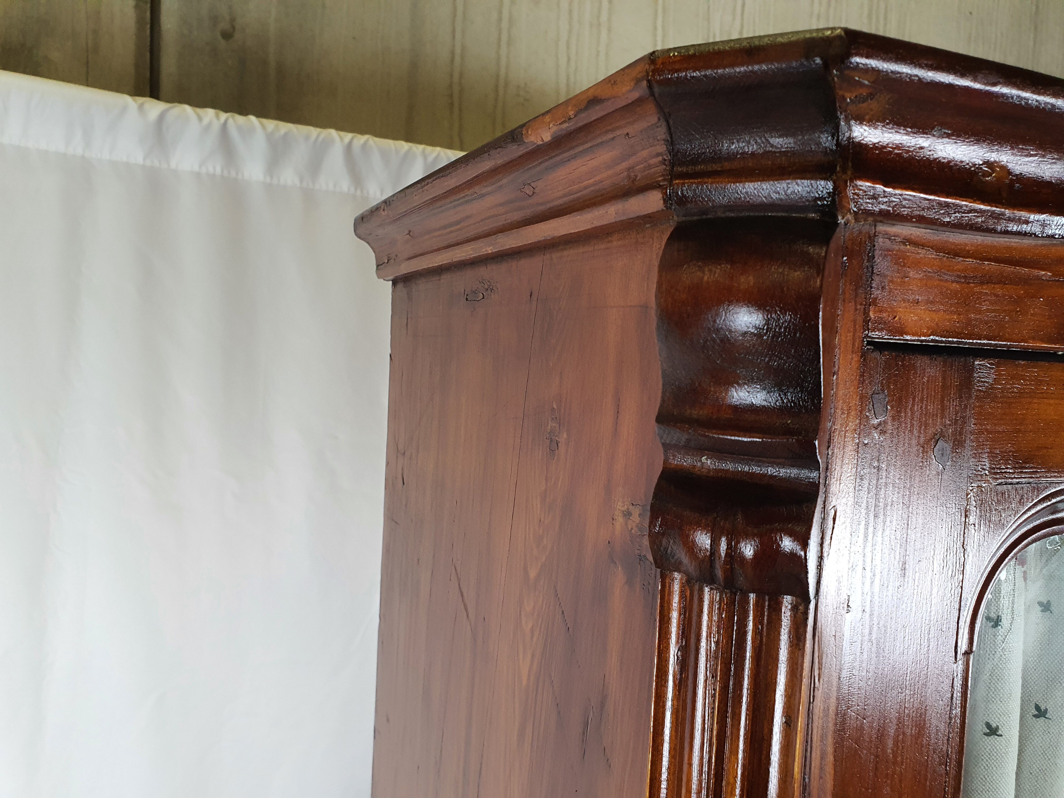 Rustic Wardrobe in Fir with Curtains