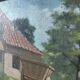 Antique oil painting, french barbizon school, wooden frame