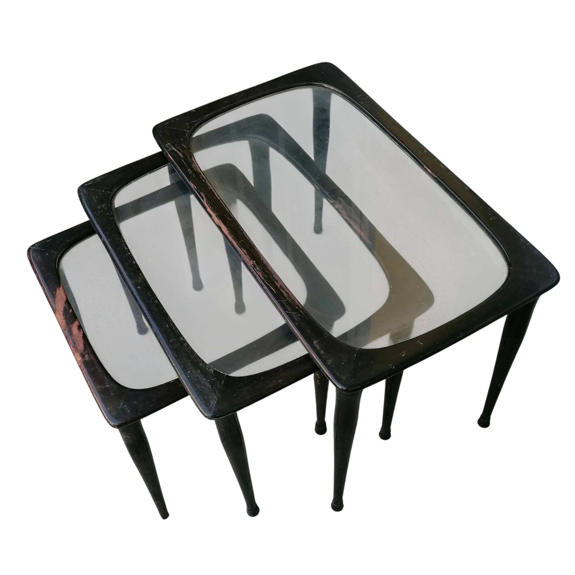 Tavoli ad incastro vintage, anni '50, Ico Parisi set di 3