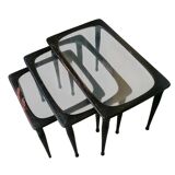 Tavoli ad incastro vintage, anni '50, Ico Parisi set di 3