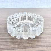 Glass ashtray with ICE pattern by Pukeberg, Swedish design, Scandinavian.