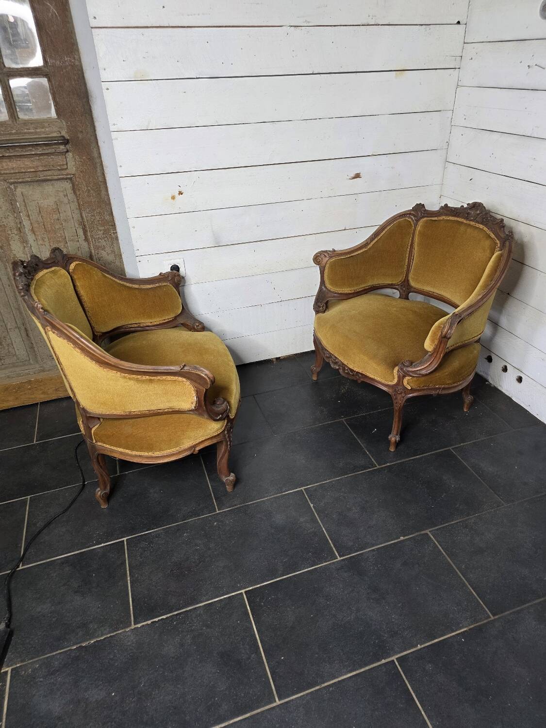Paire de fauteuils marquise style Louis XV