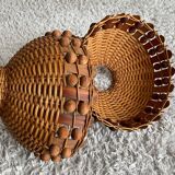 Pair of vintage wicker lampshades