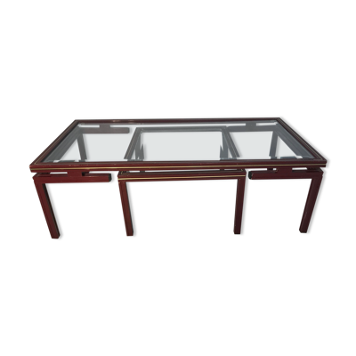 Table basse Pierre Vandel en métal laqué et verre