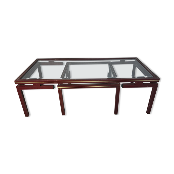 Table basse Pierre Vandel en métal laqué et verre