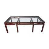 Pierre Vandel metal lacquered stone bass table and glass