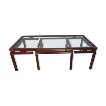 Table basse Pierre Vandel en métal laqué et verre
