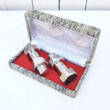 Salt shaker pepper mill silver metal bolt. vintage