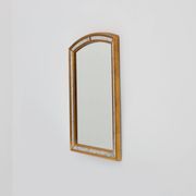 Mirror by Deknudt with marbled fume glass side panels in gilded wooden fram