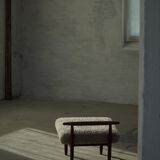 Eivind A. Johansen, oak footrest with light lambswool padding for FDB Møbler
