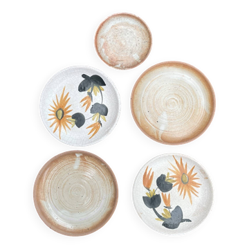5 assiettes vintage artisanales