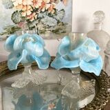 Pair of Murano glass candlesticks, iris flowers, 1960s