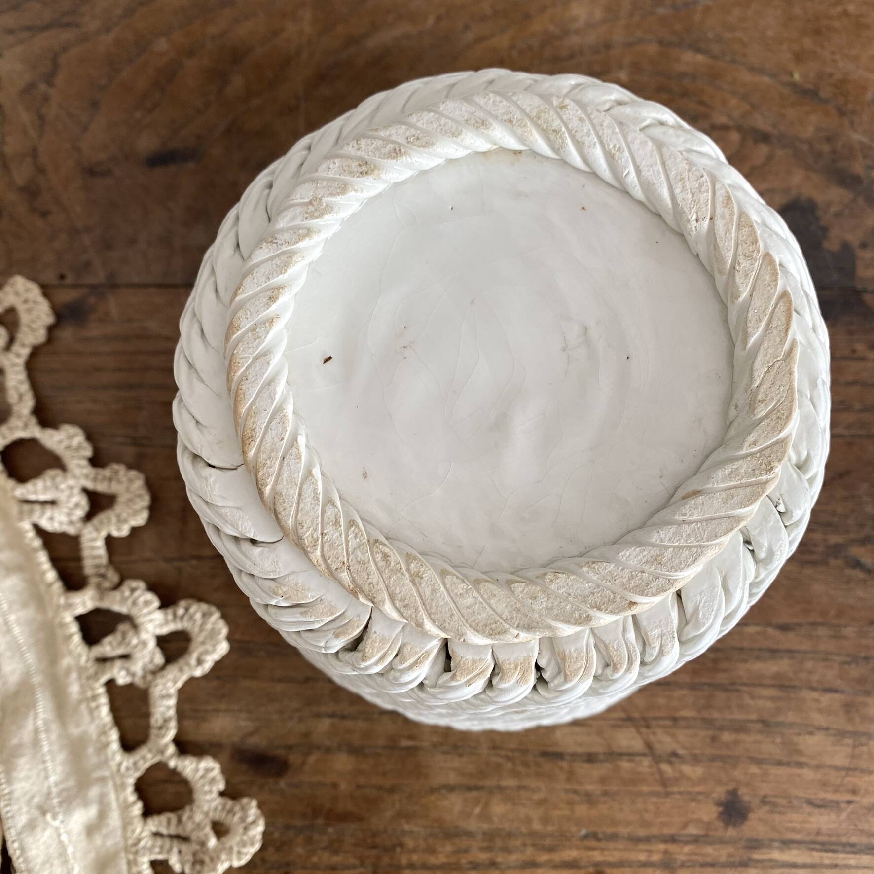 Woven ceramic plant pot
