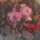 Large bouquet of roses, oil on wood panel, signed