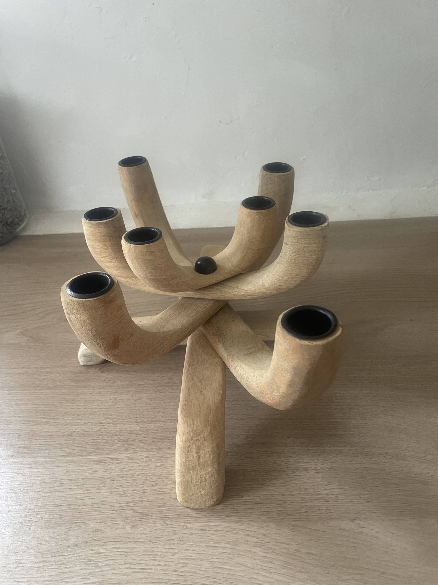 Chandelier scandinave en bois à 8 branches