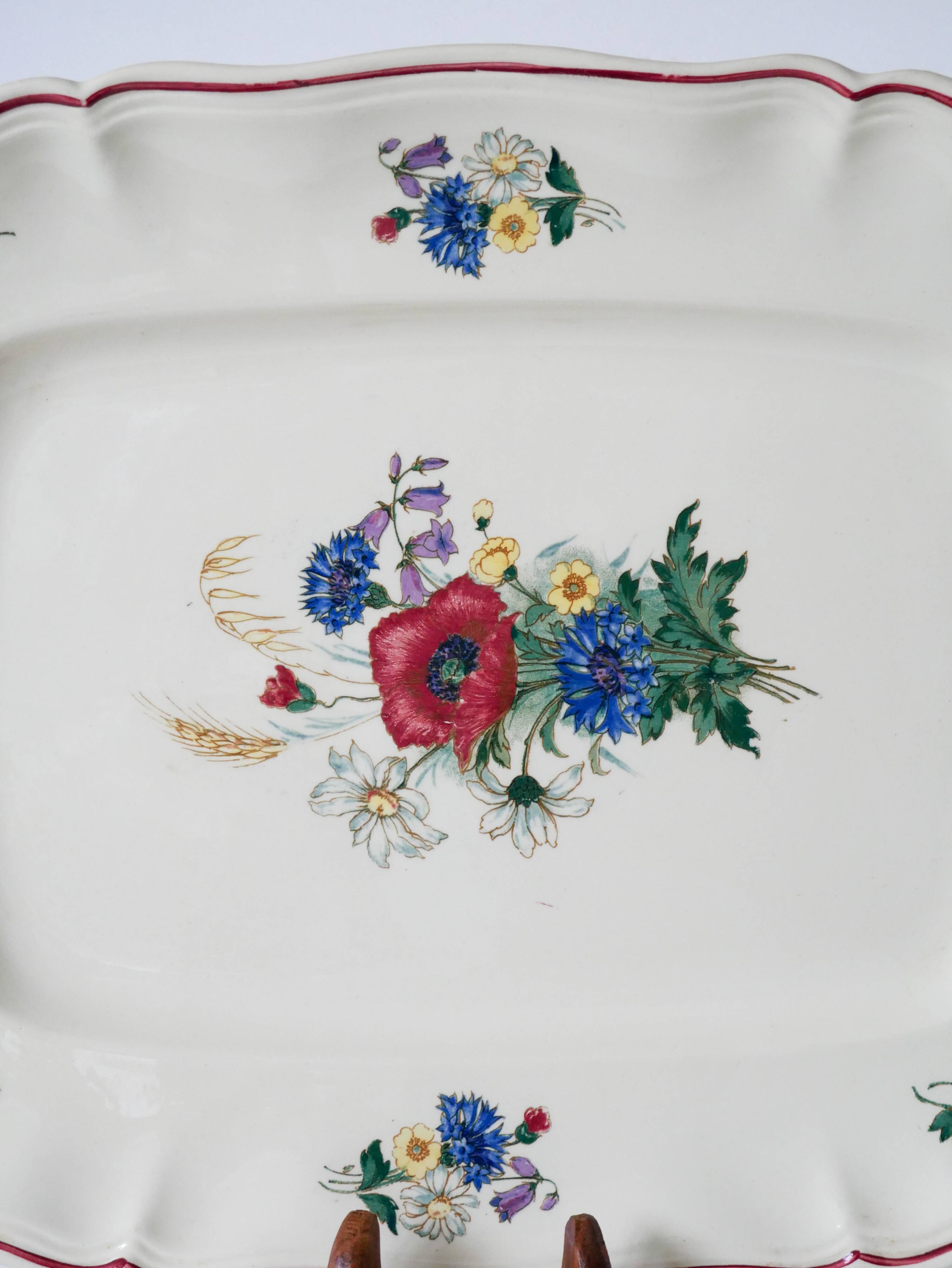 Large rectangular dish Digoin Sarreguemines model Agreste, 1960