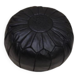 Moroccan leather pouf