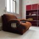 Pair 70s brown velvet armchairs