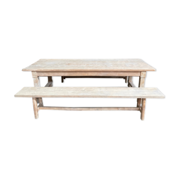 Table de ferme et ses deux bancs aéro gommé