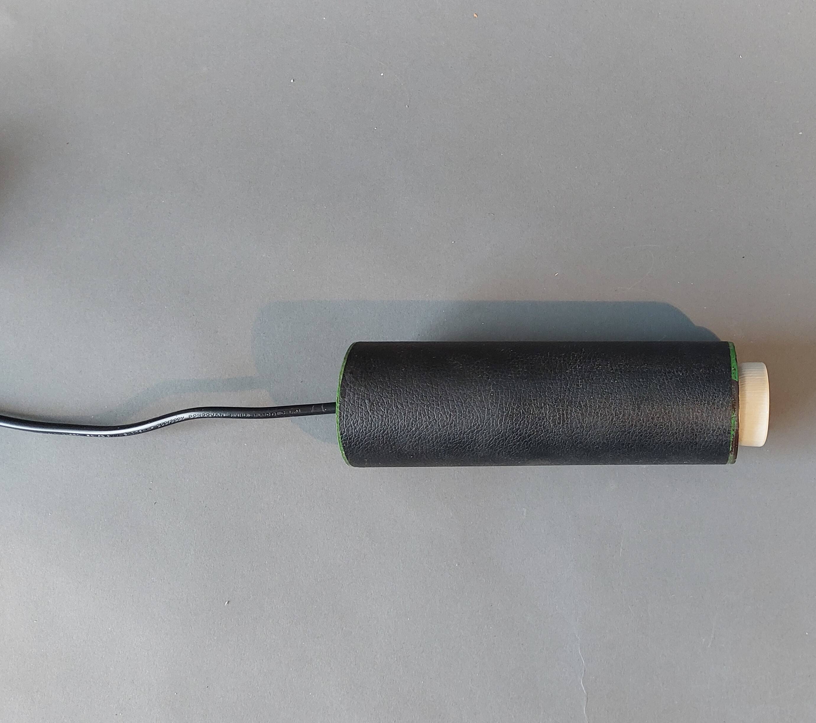 1950 pendant light in metal covered in vintage skaï.