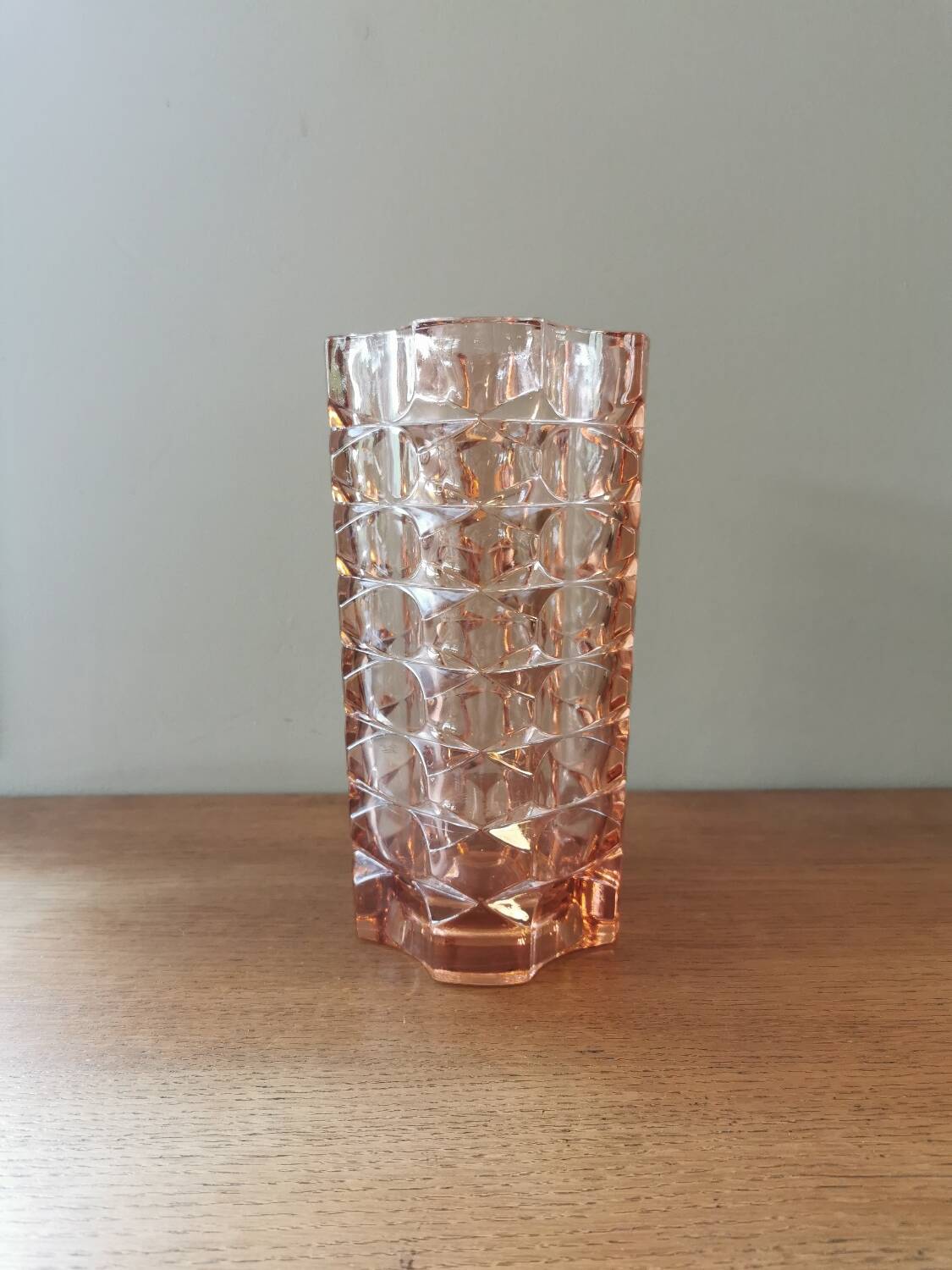 Vintage pink glass vase