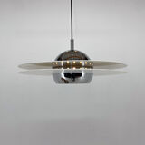 1970's ufo chrome & lacquered metal space age pendant, Italy
