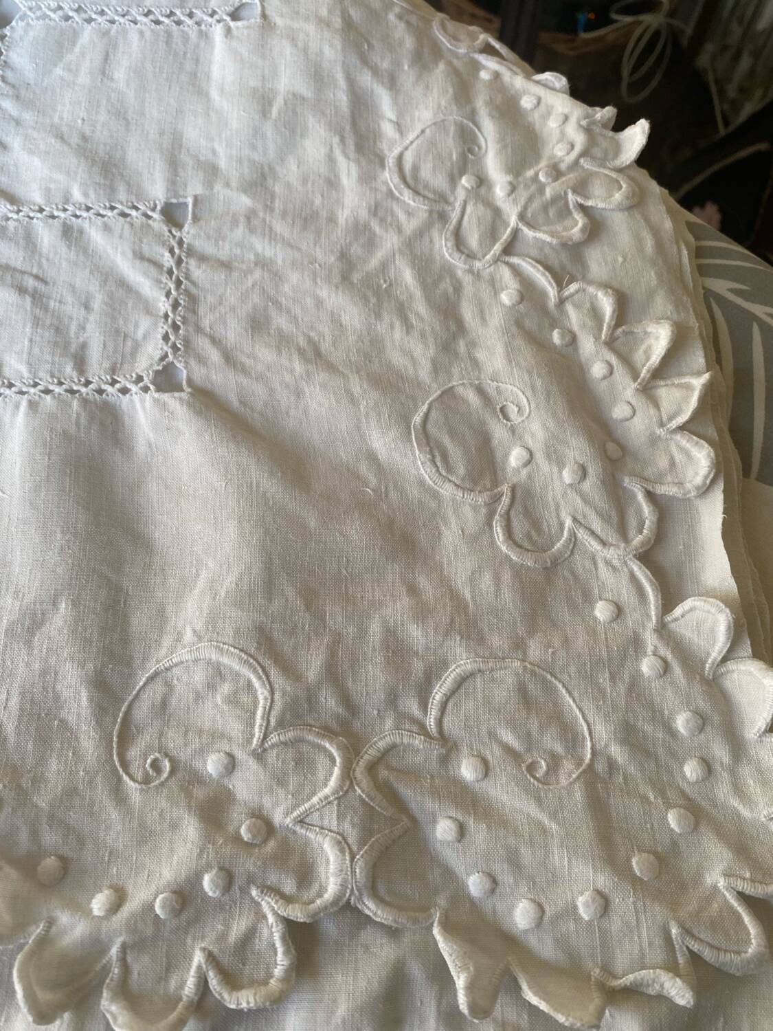 Monogrammed and embroidered castle sheet.