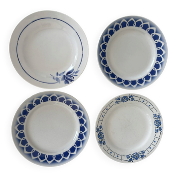 Lot 4 assiettes plate faïence ancienne 1950 saint amand - assiettes bl
