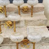Set of 5 glass and brass sconces from the 70s