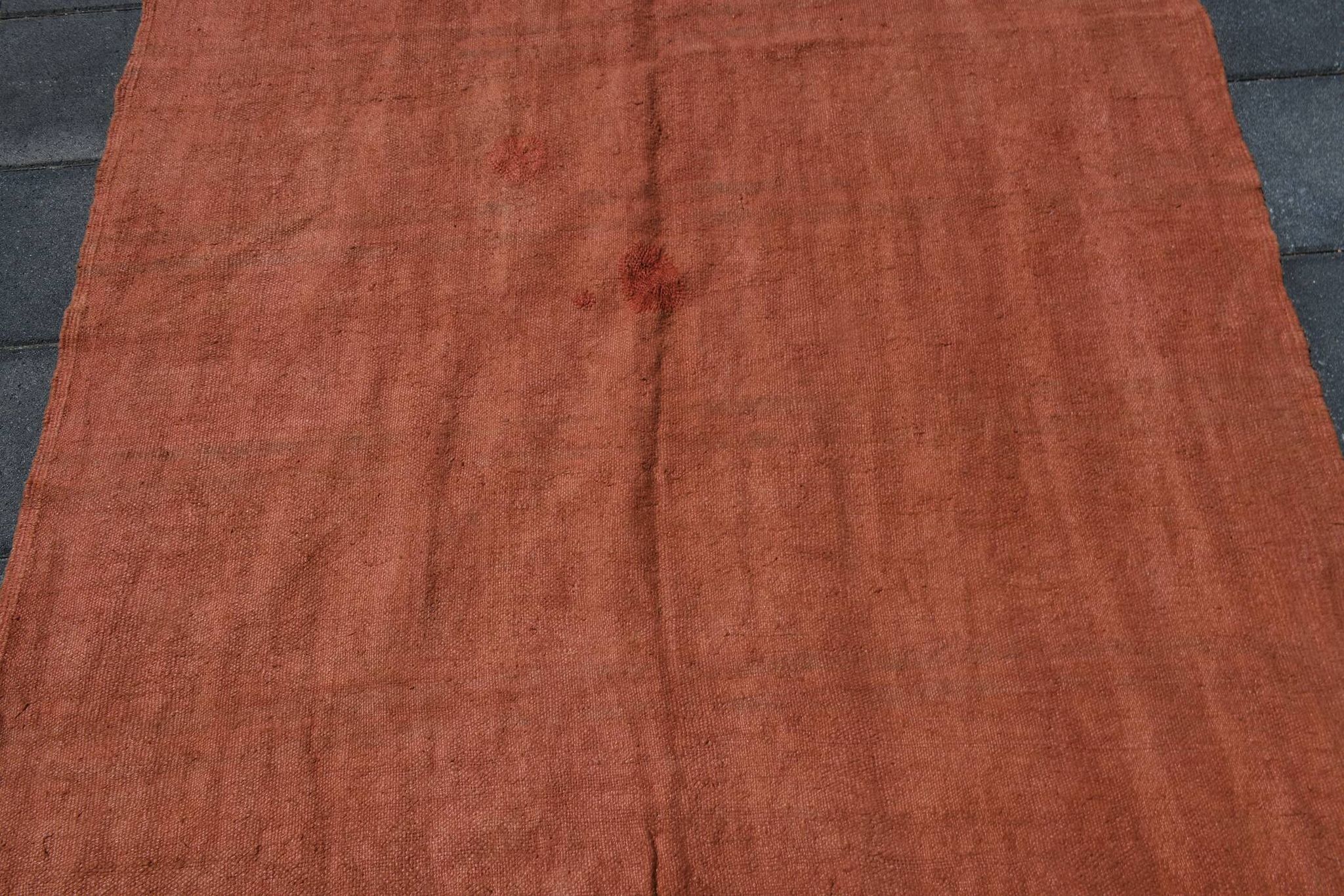 5x10 Burnt Orange Designer Vintage Oushak Kilim Rug, 164x305 Cm