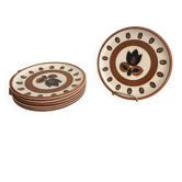 Lot 7 Flat Plates Boch Louvière Kimono Tulip Brown Flowers Vintage