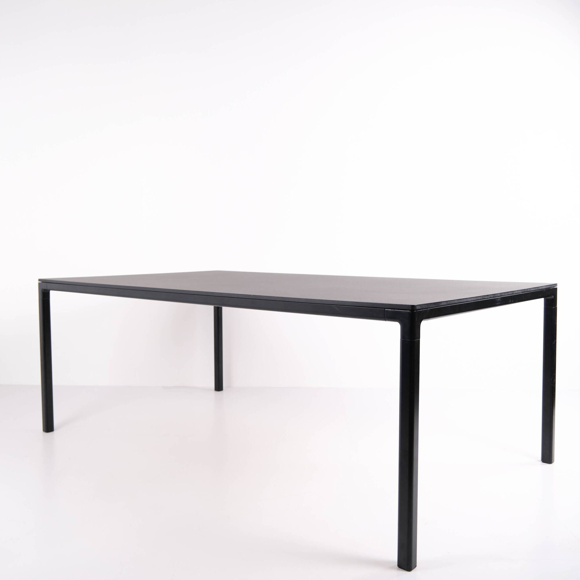 HAY T12 dining table – black linoleum – black aluminium frame