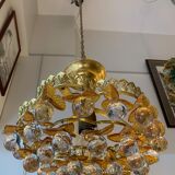 Murano ceiling light yellow flowers and glass balls 1970