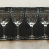 Set of 4 glasses of crystal 18th engraved decoration
