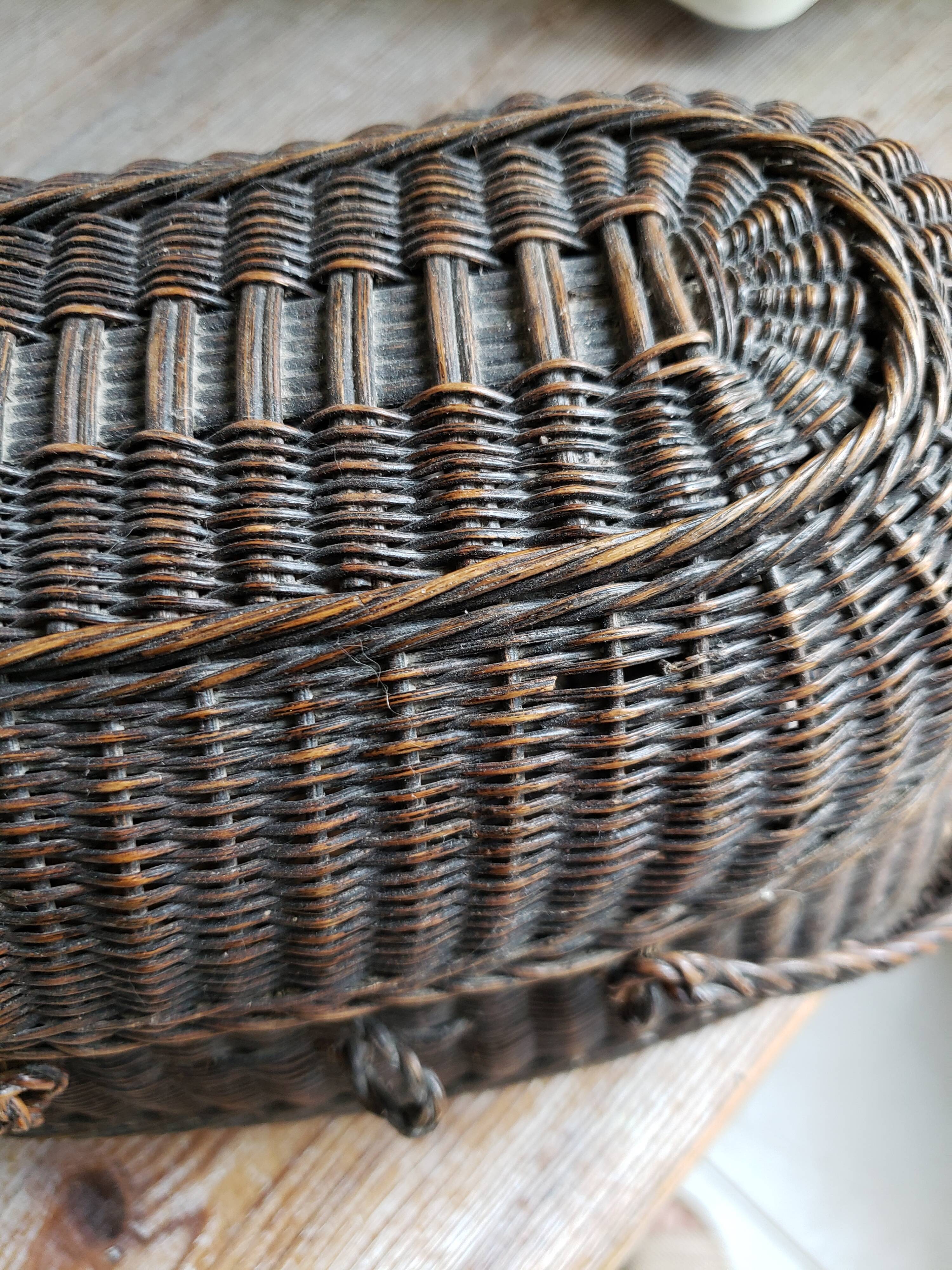 Black wicker market basket