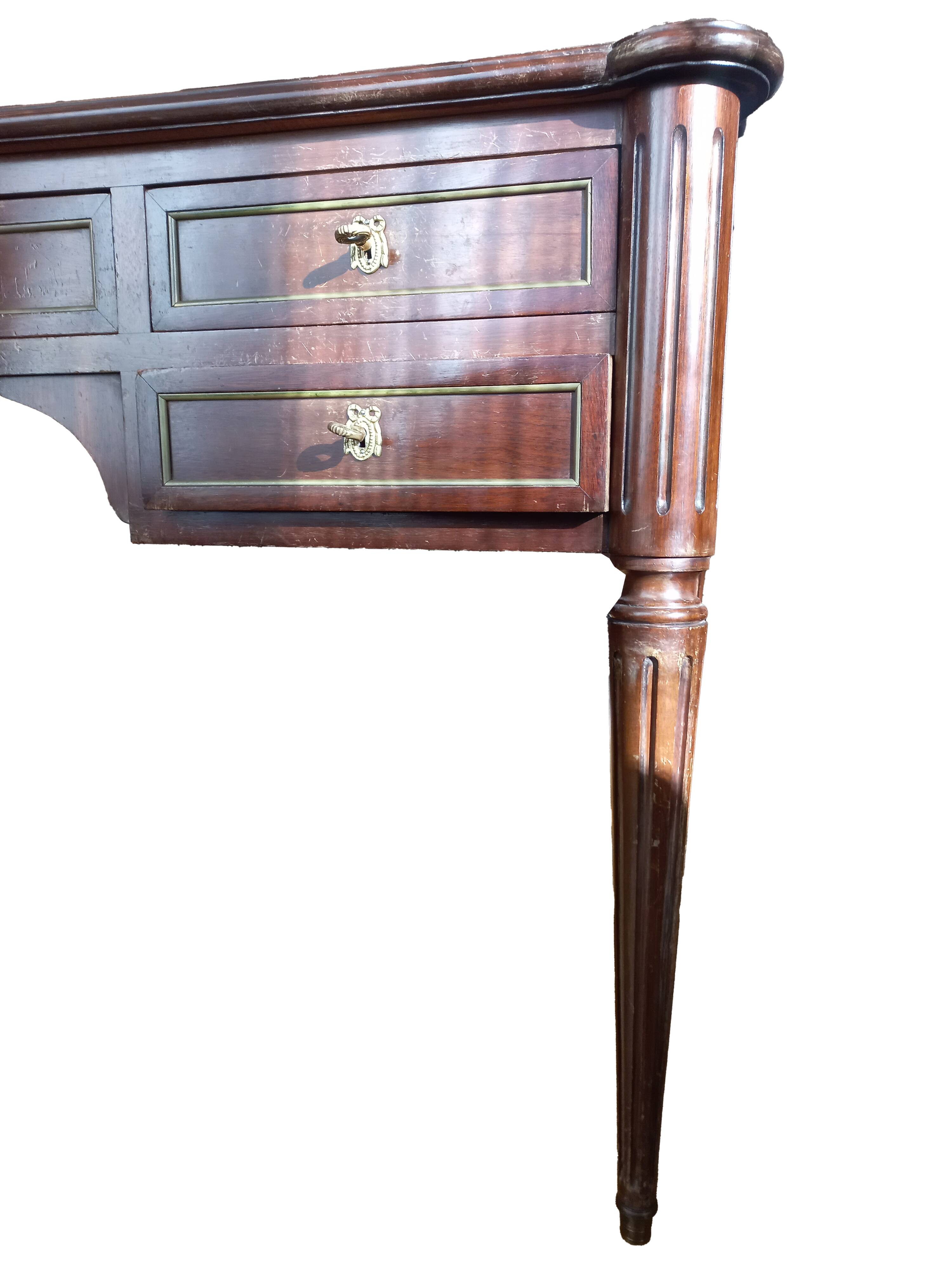 Empire desk with solid wood and leather top