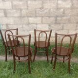 Set of 4 curved wooden bistro chairs
