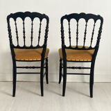 Pair of Napoleon III chairs called "Chiavari" in blackened wood