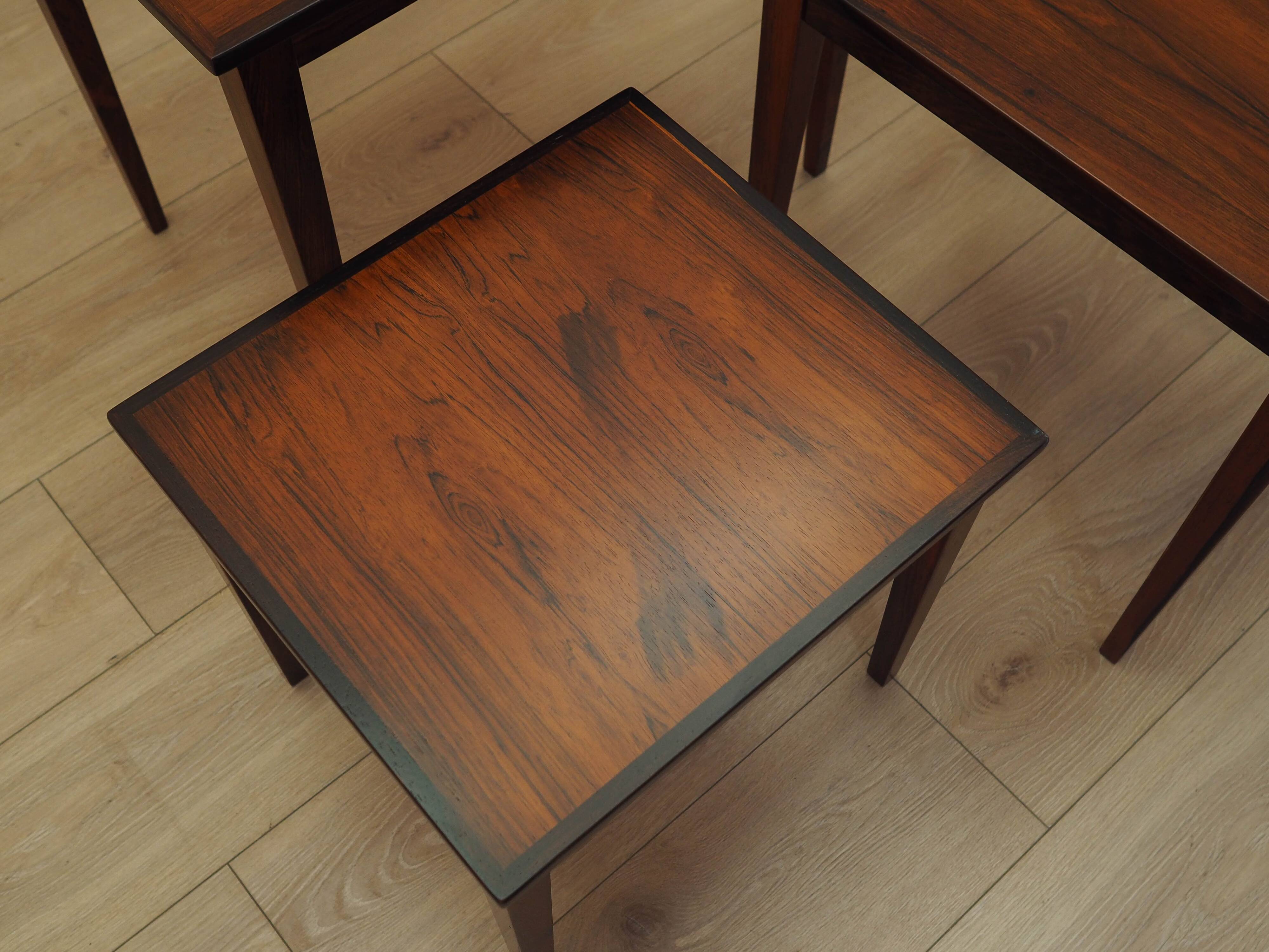 Set of three rosewood coffee tables, Danish design, 1960s, made in Denmark