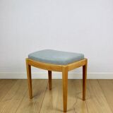 Stool seat light blue natural fabric Art Deco - 2 pieces available