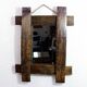 Brutalist wooden mirror
