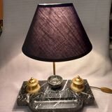 Marble and gilded bronze inkwell lamp