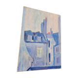 Canvas signed "blue houses"